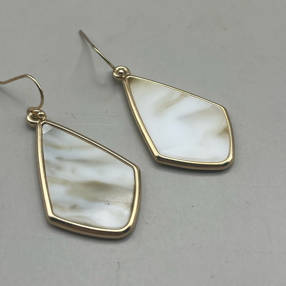 Elegant Gold and Cream Marbled Earrings -Luxury Spring Statement